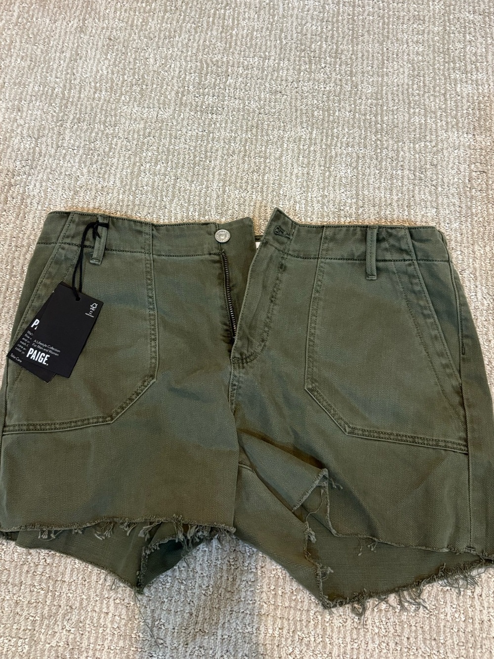 PAIGE Vintage Ivy Green Utility Shorts